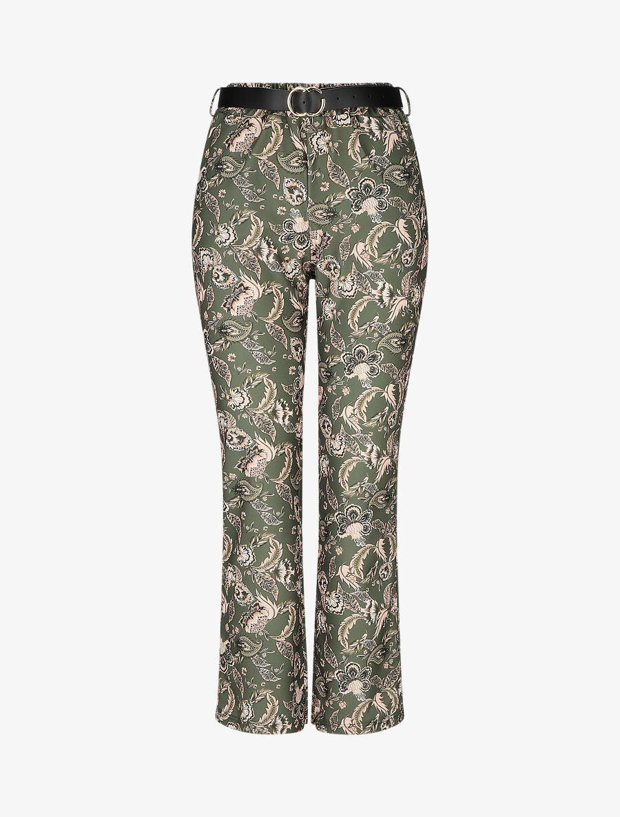 Pantalon droit imprimé foulard - Kaki - 1