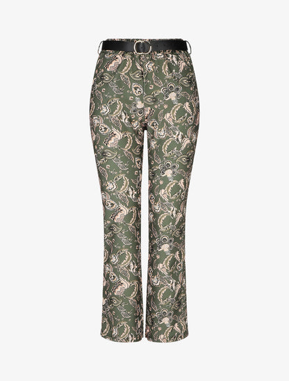 Pantalon droit imprimé foulard - Kaki - 1