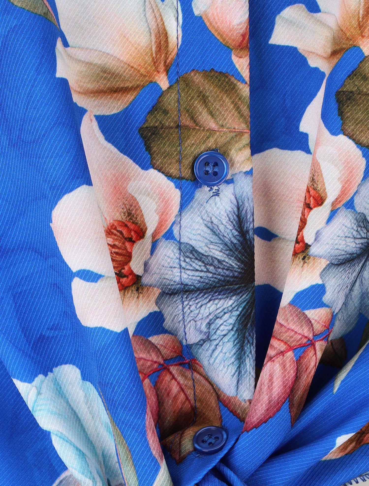 Blouse à nouer imprimé fleuri - Bleu roi - 3