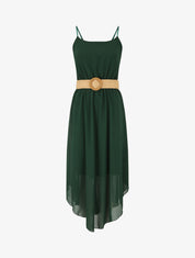 Robe longue unie à taille élastiquée - Vert sapin - 1