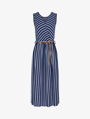 Robe marinière longue coupe patineuse - Marine - 1