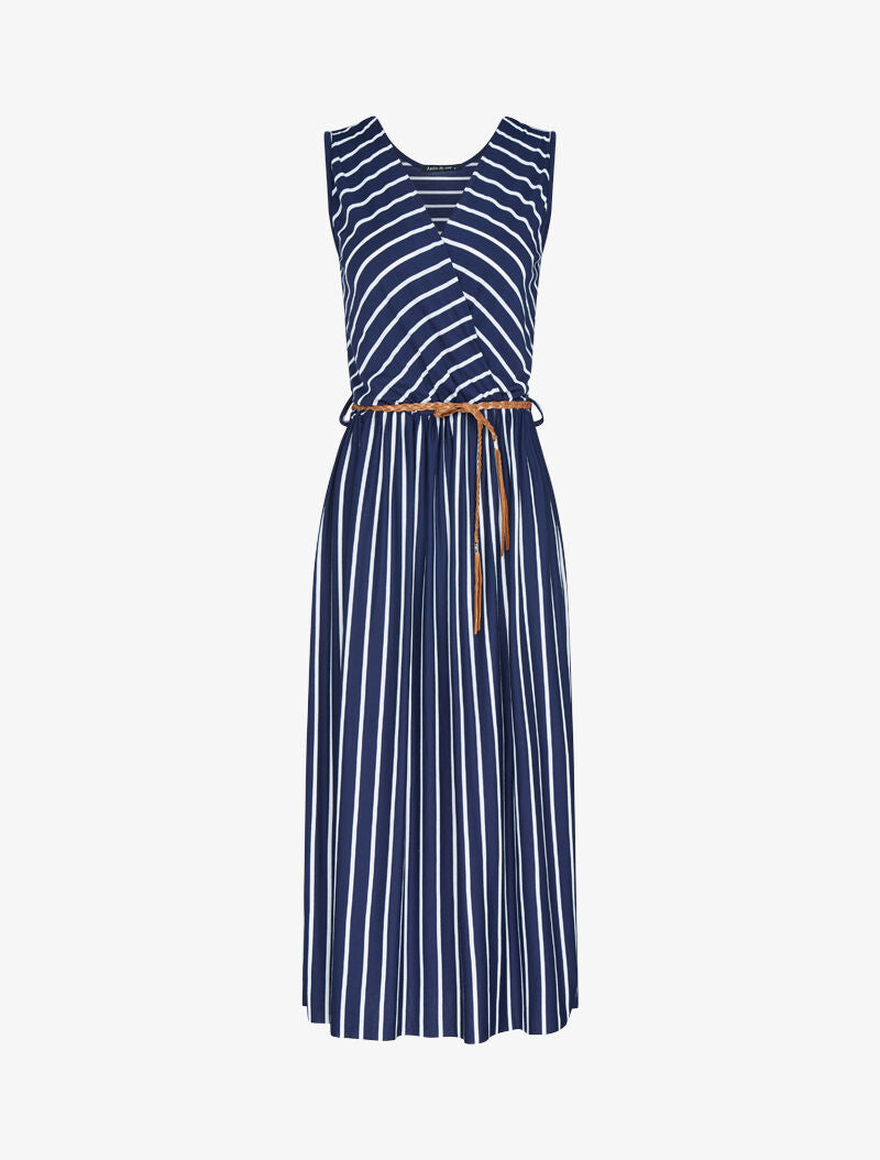 Robe marinière longue coupe patineuse - Marine - 1