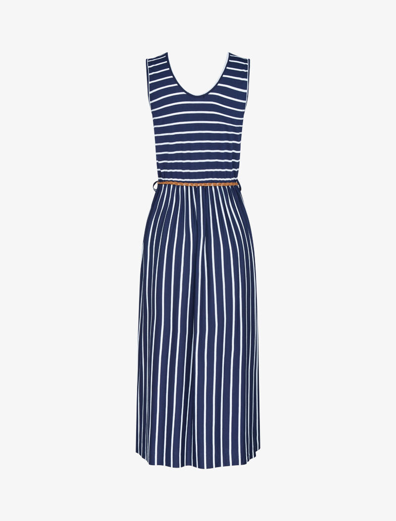 Robe marinière longue coupe patineuse - Marine - 2