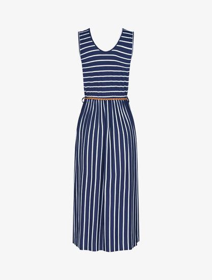 Robe marinière longue coupe patineuse - Marine - 2