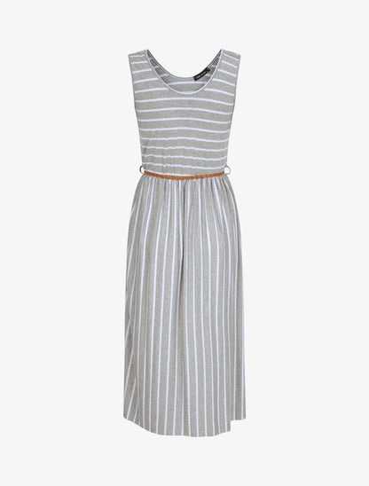 Robe marinière longue coupe patineuse - Gris clair - 2