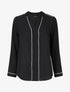 Blouse en voile à col V - Noir - 1