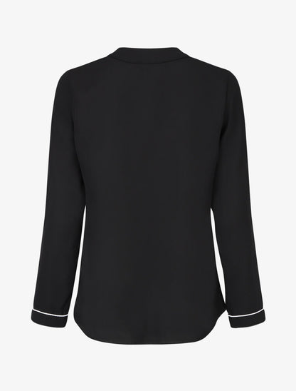 Blouse en voile à col V - Noir - 2