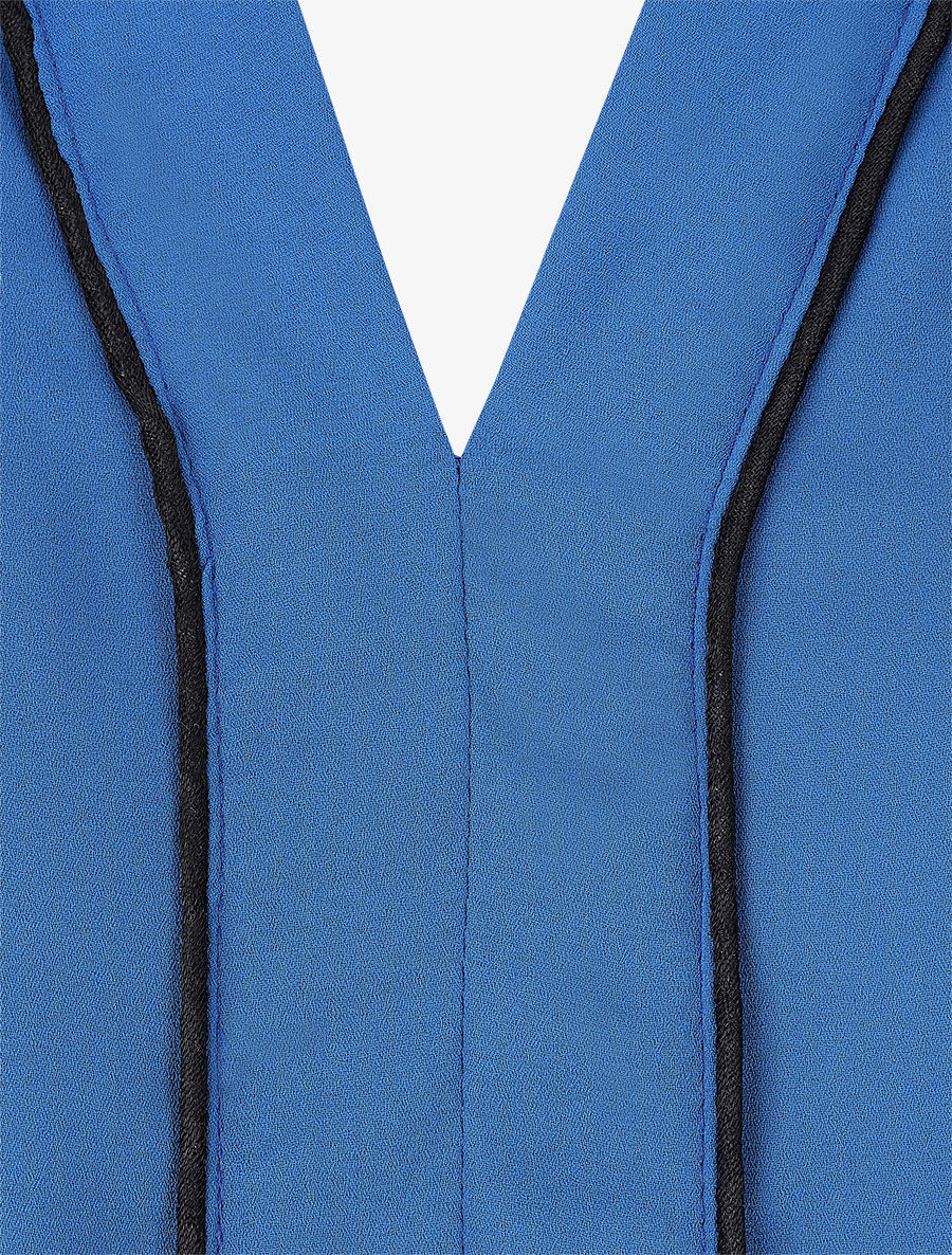 Blouse en voile à col V - Bleu roi - 3