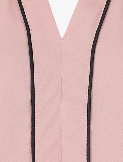 Blouse en voile à col V - Rose - 3