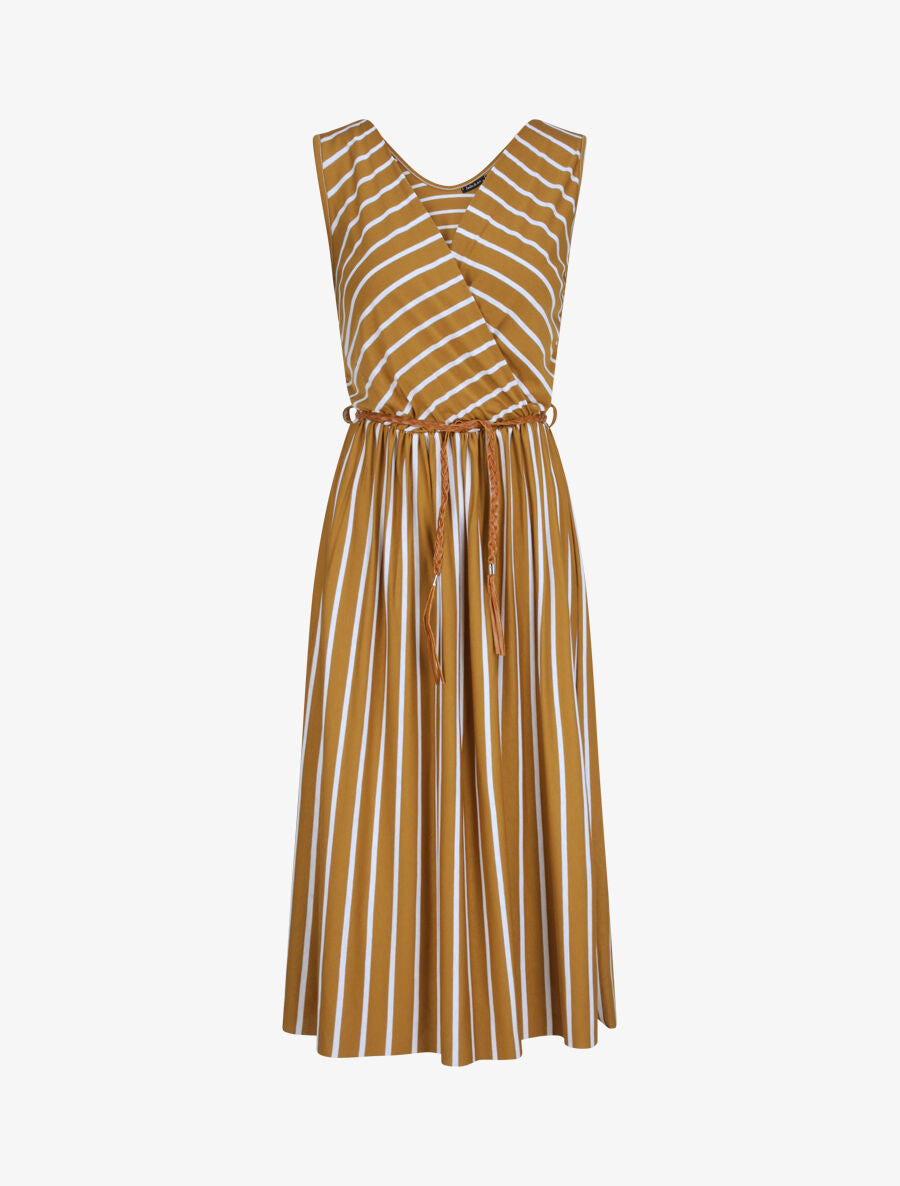 Robe marinière longue coupe patineuse - Moutarde - 4