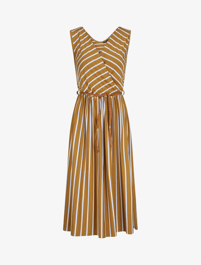 Robe marinière longue coupe patineuse - Moutarde - 4