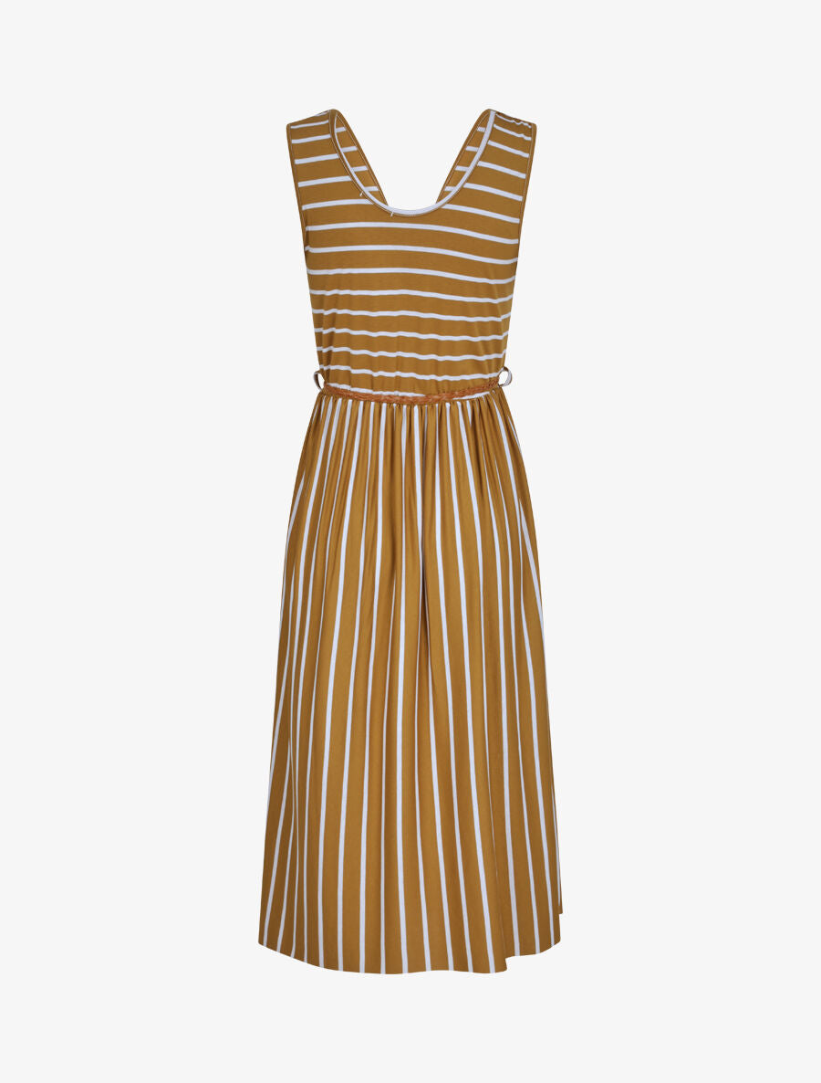 Robe marinière longue coupe patineuse - Moutarde - 2