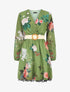 Robe mi-longue imprimé fleurs à taille élastiquée - Vert anis - 5