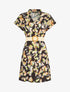 Robe courte boutonnée imprimé léopard stylisé - Noir - 1