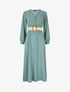 Robe longue évasée unie à manches longues - Bleu clair - 5