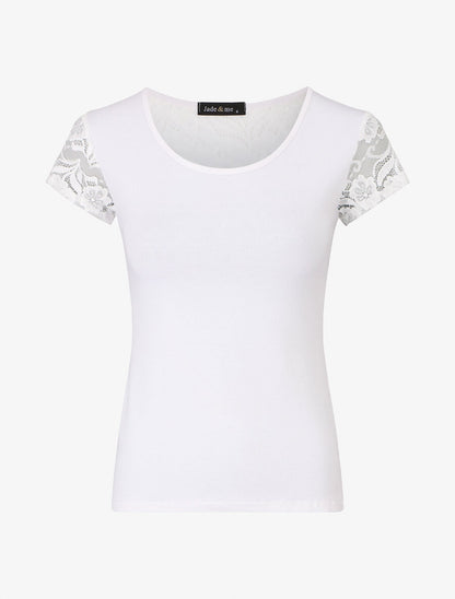Top uni à dos ajouré en dentelle - Blanc - 1