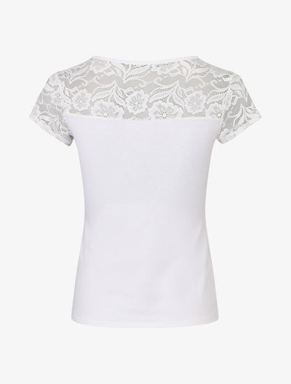 Top uni à dos ajouré en dentelle - Blanc - 2