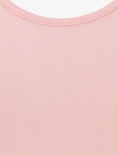 Top uni à dos ajouré en dentelle - Rose - 3