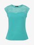Top uni coupe droite épaules en dentelle - Turquoise - 5