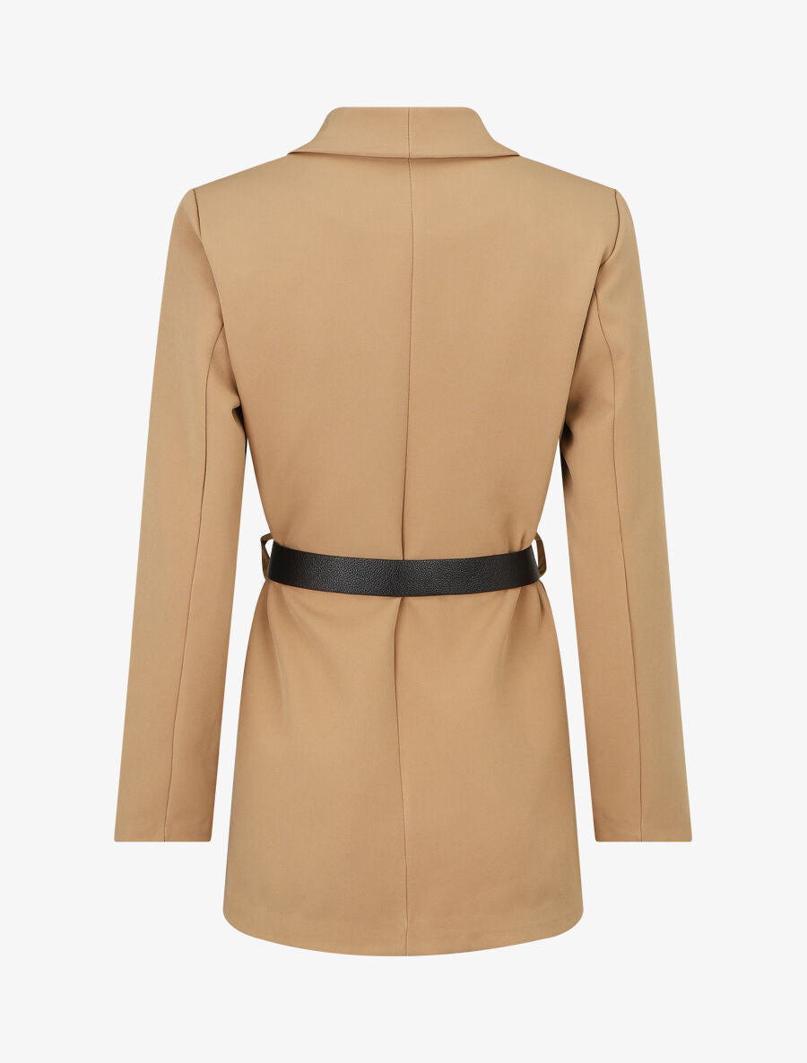 Blazer long ceinturé - Camel - 2