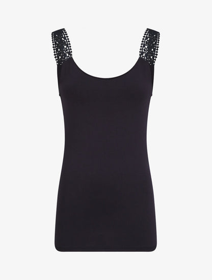 Débardeur coupe droite à bretelles en crochet - Bleu nuit - 4