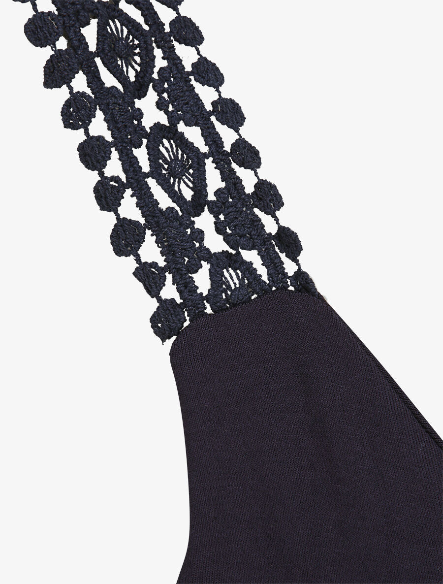 Débardeur coupe droite à bretelles en crochet - Bleu nuit - 3