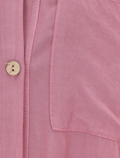 Chemise élastiquée unie manches longues - Vieux rose - 3