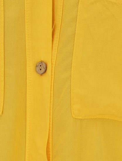 Chemise élastiquée unie manches longues - Jaune - 3