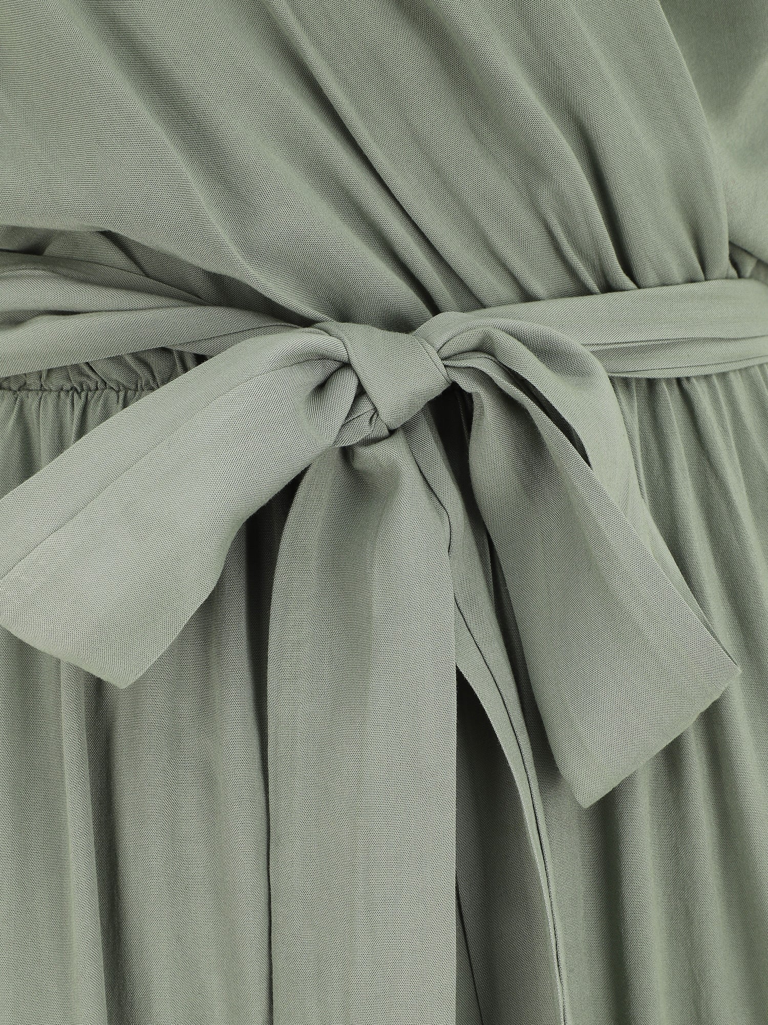 Robe mi-longue boutonnée à manches courtes - Vert olive - 3