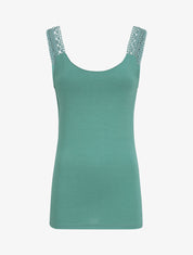Débardeur coupe droite à bretelles en crochet - Vert menthe - 4