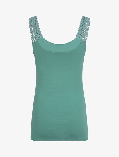 Débardeur coupe droite à bretelles en crochet - Vert menthe - 2