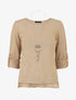 Pull fin uni à manches retrousssables - Camel - 1