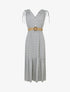Robe imprimé rayures à taille élastiquée - Gris - 4