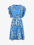 Robe mi-longue fleurie manches courtes volantées - Bleu - 5