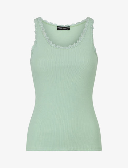 Débardeur uni en coton mélangé - Vert d&