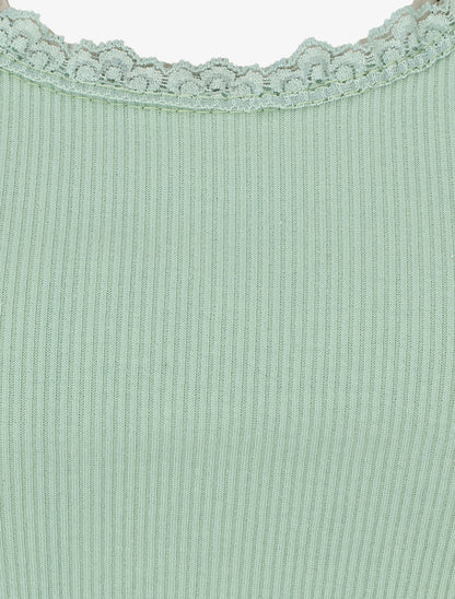 Débardeur uni en coton mélangé - Vert d&
