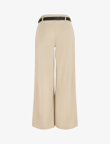 Pantalon fluide ceinturée - Beige - 2