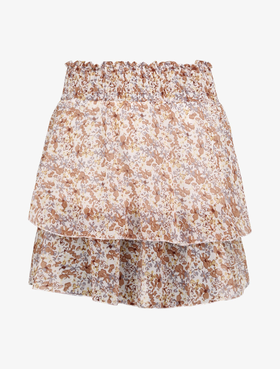Mini-jupe patineuse à imprimé floral - Beige - 1
