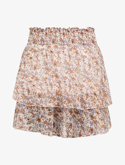 Mini-jupe patineuse à imprimé floral - Beige - 1