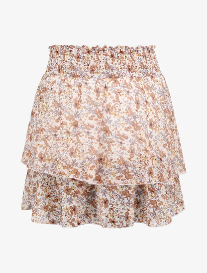 Mini-jupe patineuse à imprimé floral - Beige - 2