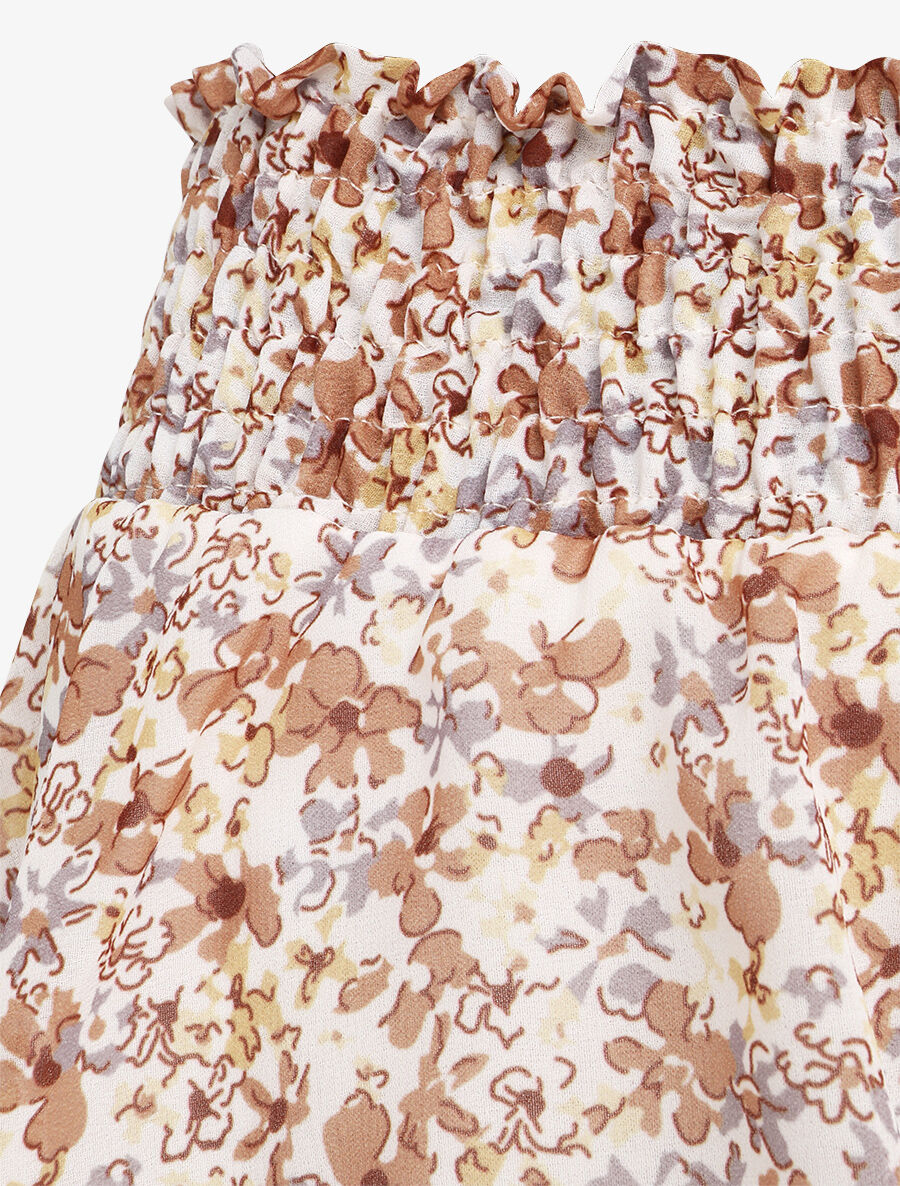 Mini-jupe patineuse à imprimé floral - Beige - 3