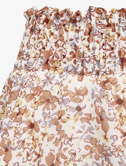 Mini-jupe patineuse à imprimé floral - Beige - 3