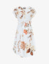 Robe mi-longue manches courtes imprimé floral - Blanc - 1