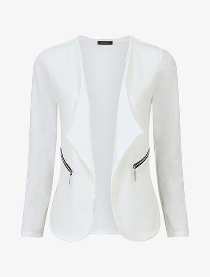 Veste fluide unie col cascade - Blanc - 1