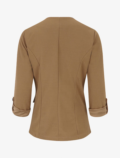 Veste droite unie col cascade - Camel - 2