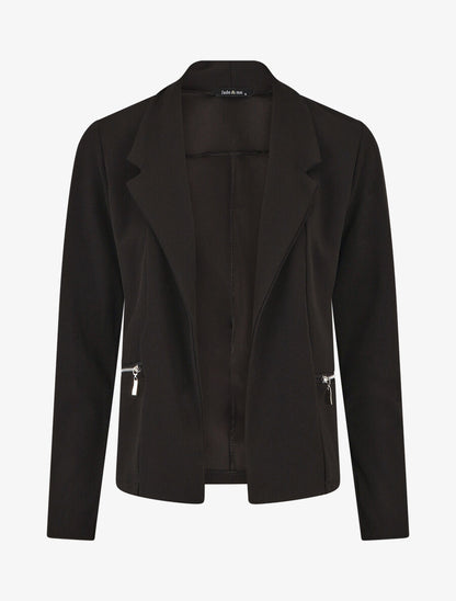Blazer fluide uni à poches zippées - Noir - 1