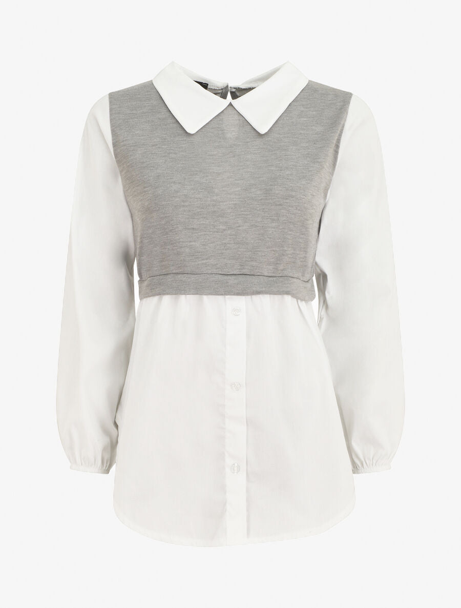 Pull à chemise en trompe l&