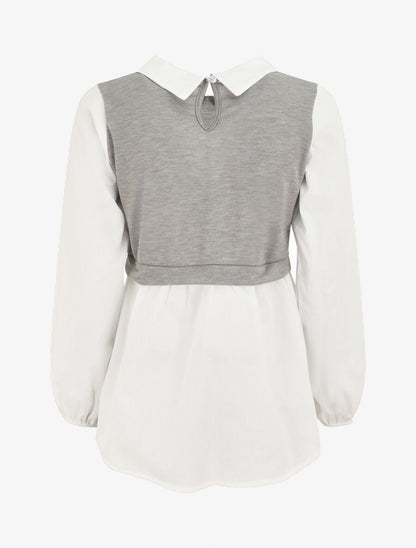 Pull à chemise en trompe l&
