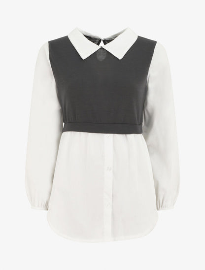 Pull à chemise en trompe l&