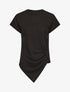 Top en maille ample asymétrique manches courtes - Noir - 4